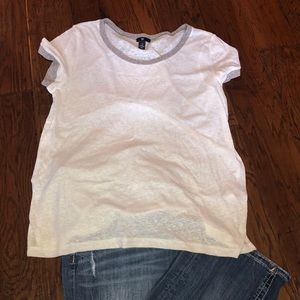 White Burnout Ringer Tee